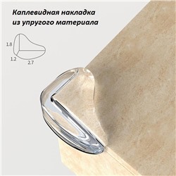 Защитные накладки на углы "Капли", комплект 4 шт., силиконовые, прозрачные, самоклеящиеся