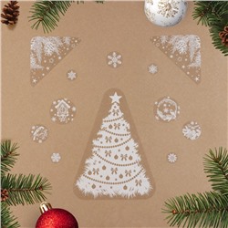 Наклейки новогодние «Ёлка белая», 40×30 см