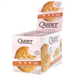 Quest Nutrition, Печенье Protein Cookie с арахисовым маслом, 12 штук, 2,04 унции (58 г)