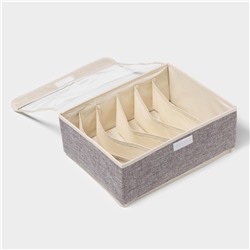 Органайзер для хранения белья Доляна «Тео», 6 ячеек, с прозрачной крышкой, 32×23×12 см, серый