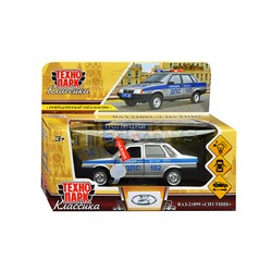 Машина металл LADA-21099 "Спутник" Полиция 12 см, (свет-звук, двери) в коробке