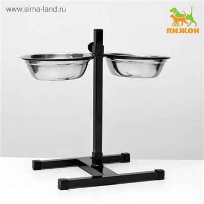 Подставка с мисками, 2×1 л, высота 40 см, разборная, чёрная