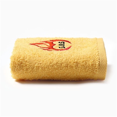 Полотенце махровое «Огонь в сердце», 35×60 см, хлопок 100%, жёлтое