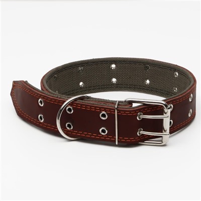Ошейник комбинированный кожа/брезент, безразмерный, 83×4.5 см, ОШ 20-70 см, коричневый
