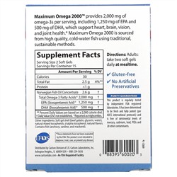 Carlson Labs, Maximum Omega 2000, Natural Lemon, 2,000 mg, 30 Softgels