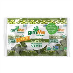 gimMe, Premium Roasted Seaweed, Extra Virgin Olive Oil, 6 Pack. 0.17 oz (5 g) Each