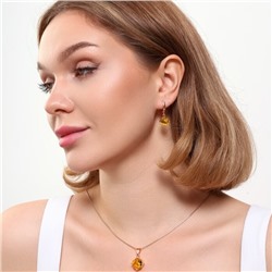 Комплект ювелирная бижутерия коллекция  "Дубай" серьги и кулон, покрытие: позолота, вставка: фианиты, цвет: желтый, арт.215.437