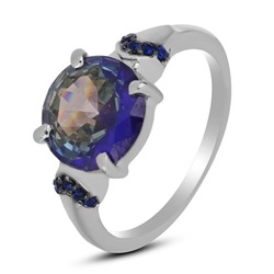 Кольцо, мистик кварц синий , наносапфир, Мадрид