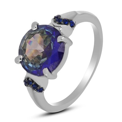 Кольцо, мистик кварц синий , наносапфир, Мадрид