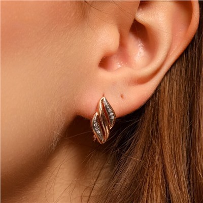 Серьги ювелирная бижутерия коллекция "Дубай", покрытие позолота, вставка: фианиты, цвет: прозрачный, арт.213.608