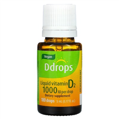 Ddrops, Liquid Vitamin D2, 1,000 IU , 0.17 fl oz ( 5 ml)