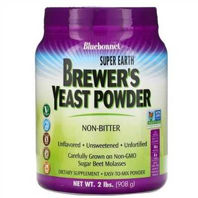 Bluebonnet Nutrition, Super Earth, пивные дрожжи, без вкуса, 908 г (2 фунта)