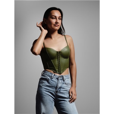 Корсет женский кожаный MIST, размер XS, хаки