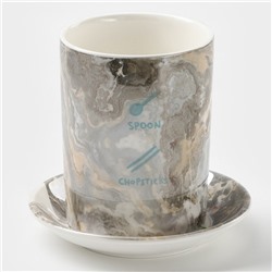 Подставка керамическая для столовых приборов «Вилка-ложка», 13.5×13.5×12.5 см