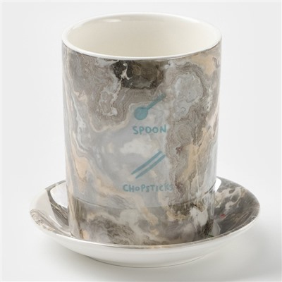 Подставка керамическая для столовых приборов «Вилка-ложка», 13.5×13.5×12.5 см