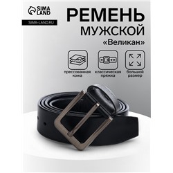 Ремень мужской «Великан» для полных, ширина 3.8 см, винт, пряжка металл, чёрный