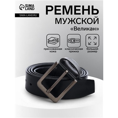 Ремень мужской «Великан» для полных, ширина 3.8 см, винт, пряжка металл, чёрный