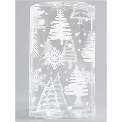 Коробка подарочная новогодняя складная ПВХ «Ёлочка в лесу» 6×6×10 см