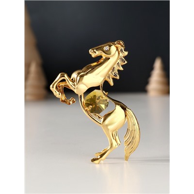 Фигурка металл «Лошадь» с 2 жёлтыми хрусталиками, 5.5×2×8 см