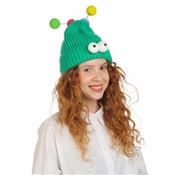 Карнавальная шапка «Глазастик» с рожками р-р 56-58, зелёная