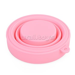 Стакан складной "Mini" 180 мл, диаметр 8 см, высота 8 см, в сложенном виде 2,2 см, силиконовый, с силиконовой крышкой, пастельный розовый