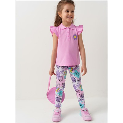 Джемпер трикотажный с воротником поло для девочек