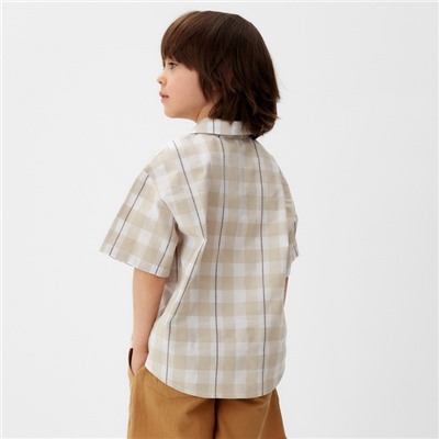 Рубашка для мальчика KAFTAN «Клетка», размер 34 (122-128 см)