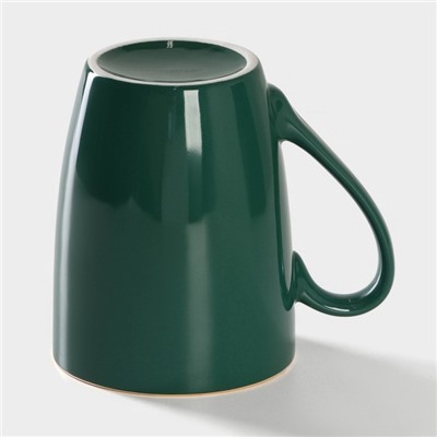 Кружка Доляна «Изумруд. Линия», 350 мл, фарфор, зелёная