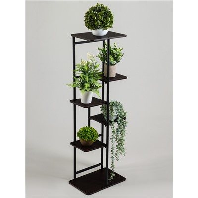 Подставка для цветов Greengo, 6 полок, 36×23×106 см, напольная, каркас металл, полки МДФ, чёрная