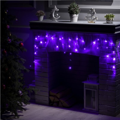 УЦЕНКА Гирлянда «Бахрома» 1.8×0.5 м, IP20, тёмная нить, 48 LED, свечение фиолетовое, 8 режимов, 220 В