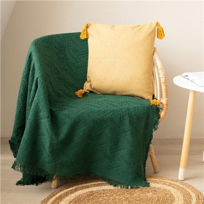 Плед «Этель. Треугольники» 130×180 см, 80% хлопок, 20% п/э, изумрудный