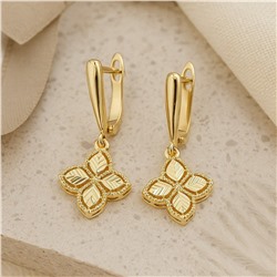 Серьги клевер висячие, цвет покрытия лимонная позолота, арт.313.222