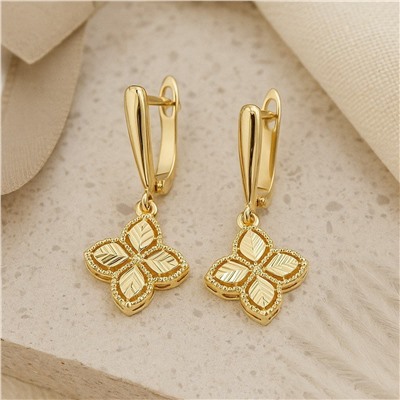 Серьги клевер висячие, цвет покрытия лимонная позолота, арт.313.222