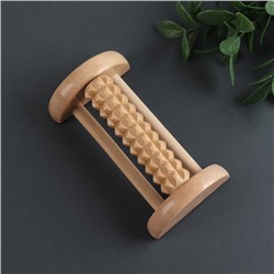 Массажёр для ног с шипами, деревянный, роликовый, 1 ряд, 14.5×7.8×4.5 см