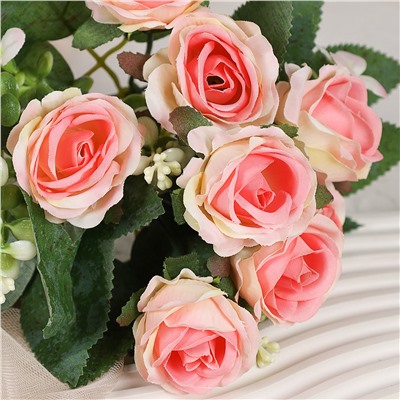 Цветок искусственный Букет роз 28 см / BR-28 /уп 1200/ (Бело-розовый )