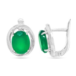 Серьги из серебра хризопраз, СПН4119