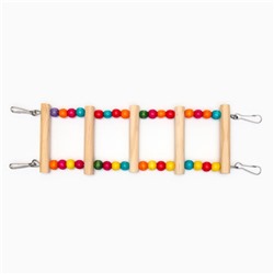 Игрушка для птиц «Лесенка с бусинами», 5 ступеней, 35 см, микс цветов