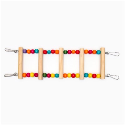 Игрушка для птиц «Лесенка с бусинами», 5 ступеней, 35 см, микс цветов