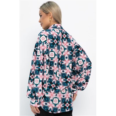 Блуза хлопковая Танец линий (зеленая) Б14857-14М