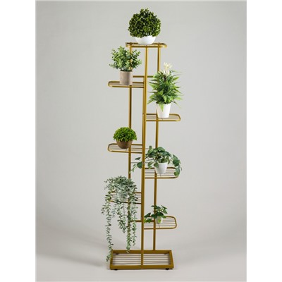 Подставка для цветов Greengo, 8 полок, 43×22×141 см, напольная, металл, цвет золотой