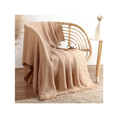 Плед с бахромой SL Home Relief, 130×170 см, бежевый, акрил 100%