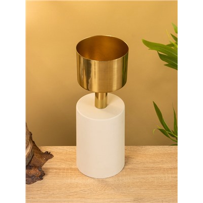 Подсвечник на 1 свечу «Кубок», 10×10×28.5 см, бежевый с золотом