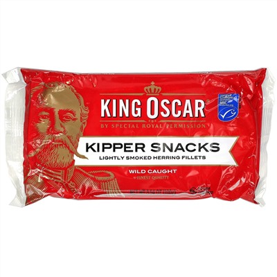 King Oscar, Kipper Snacks, Lightly Smoked Herring Fillets, 3.54 oz (100 g)