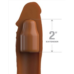 Коричневая насадка на член 2  Silicone X-tension - 20,3 см.