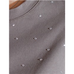 Нарядная футболка с принтом стразами из премиального хлопка с эластаном