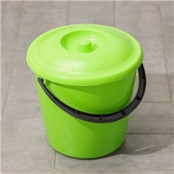 Ведро с крышкой, 10 л, d=32 см, h=26 см, пластик, МИКС