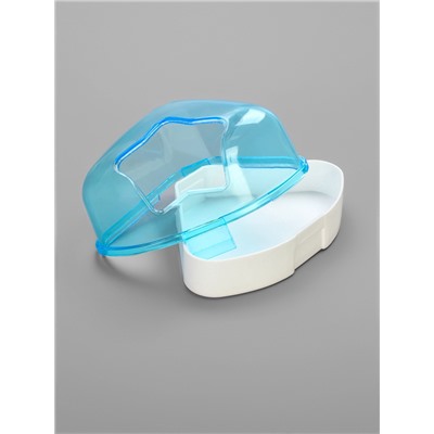 Ванночка для грызунов угловая с лопаткой, 14×10.4 см, голубая