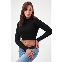 52719 водолазка женская укороченная (Черный)