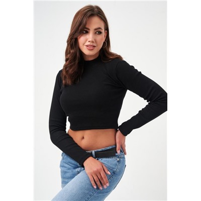 52719 водолазка женская укороченная (Черный)