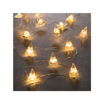 Гирлянда «Нить» 2 м роса с насадками «Снежная ёлочка», IP20, серебристая нить, 20 LED, 2 режима, батарейки ААх2 (нет в комплекте), свечение тёплое белое